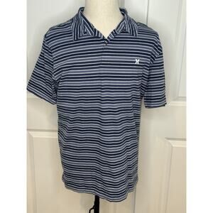 Hurley Men’s Blue Striped Polo Shirt Size XL/TG/XG